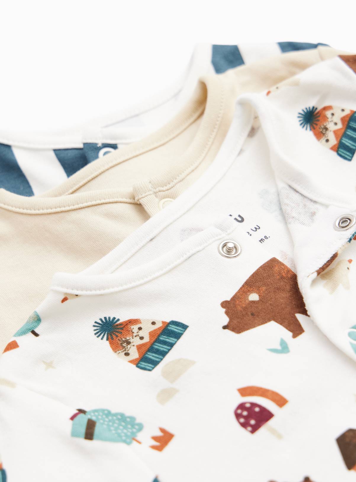 Bear and Winter Scene Print Sleepsuits 3-Pack 3-6 months - Image 2